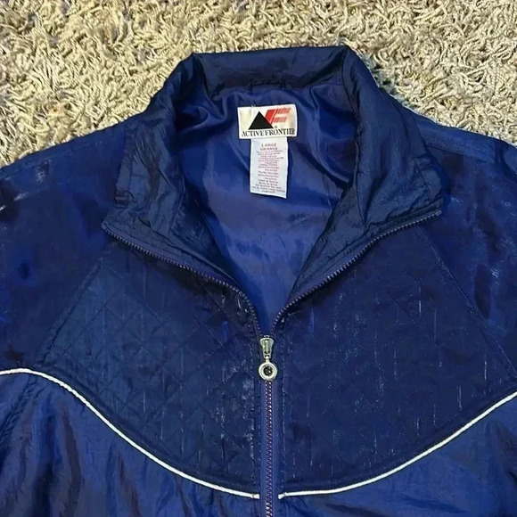 Vintage Active Frontier Men's Large Nylon Windbreaker Jacket - Retro Blue - Picture 4 of 9